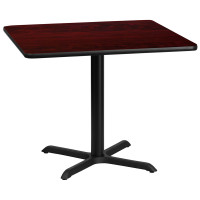 Flash Furniture XU-MAHTB-3636-T3030-GG 36" Square Mahogany Laminate Table Top with 30" Table Height Base